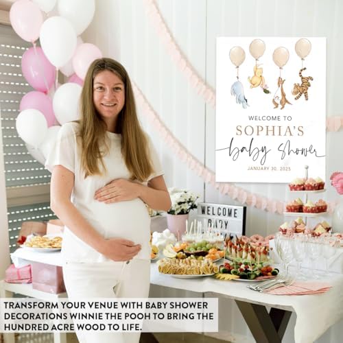 Andaz Press Personalized Classic Bear Baby Shower Decorations and Friends Holding Balloons, Custom Baby Shower Welcome Sign Decor, Vintage Classic Bear Decorations, 16 x 20 Inches - Image 5