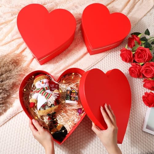 Glenmal 3 Pcs Heart Shaped Gift Boxes with Lids,Red - Image 2