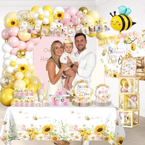 Cocomigo First Bee Day Decorations, Bee Themed 1st Birthday Party Supplies - Image 7