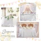 SoarDream Silver Party Tablecloth 90x132 Inch Sequin Sparkle Table Cover Glitter Rectangle Tablecloth for Wedding Baby Shower Birthday Party Table Decor - Image 6