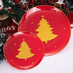 WDF 150pcs Christmas Plates - Christmas Red Plastic Plates with Christmas Tree, Gold Plastic Silverware, Clear Gold Cups, Christmas Design Perfect for Christmas Parties - Image 2