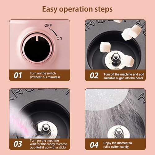 Cotton Candy Machine for Kids & Family, Mini Cotton Candy Maker with 10 Sticks & Sugar Scoop, Home Birthday Family Party Christmas Gift - Image 7