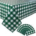 Kesfey 12 Packs Green and White Checkered Tablecloths Party Picnic Disposable Table Covers 54 × 108 Inches Splashproof Plastic Checkered Gingham Tablecover for Outdoor Dinners Party Retro Celebrations by kesfeyhigh-qualitygoods
