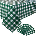 Kesfey 12 Packs Green and White Checkered Tablecloths Party Picnic Disposable Table Covers 54 × 108 Inches Splashproof Plastic Checkered Gingham Tablecover for Outdoor Dinners Party Retro Celebrations by kesfeyhigh-qualitygoods