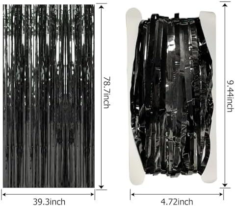 20 Pack Foil Curtain Backdrop Black Metallic Tinsel Foil Fringe Curtains Photo Booth Props for Birthday Wedding Engagement Baby Shower Bachelorette Christmas Holiday Celebration Party Decorations - Image 7