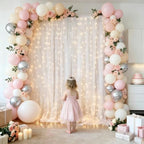 10×10ft White Tulle Backdrop Curtain with Lights String for Parites, Sheer Curtain Backdrop Drapes for Wedding Party Home Decorations - Image 4
