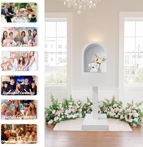 Audio Guest Book Phone Booth Stand, Romantic Metal Audio Guestbook Telephone Booth for Wedding Birthdays Party Graduation Baby Shower Retirement Special Occasions Decoration - Image 3
