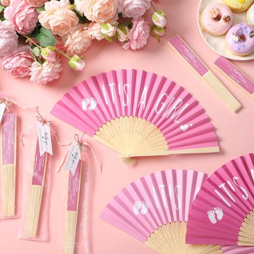 Threehoney 25 Sets Shower Party Favor for Guests Gift Fans, Pink - Image 5