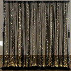 10×10ft Black Tulle Backdrop Curtain with Lights String for Parites, Sheer Photo Backdrop Curtains for Wedding Party Photography Background by WishCare