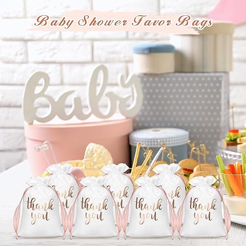 Roowest 4 x 6 Inch 100 Pcs Thank You Satin Gift Bags, White, Rose Gold - Image 6