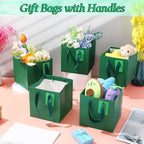 Windyun 50 Pcs Mini Paper Gift Bags with Handle 6 x 6 x 6'' Square Small Favor Bag with DIY Thank You Tag for Christmas Birthday Wedding Bridal Shower Bridesmaid Graduation Party (Green) - Image 4