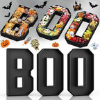 BOO Cardboard Letters for Halloween Party Decorations, 13.7 Inch Charcuterie Letters Fillable Black Paper Mache Letter Trays for Chocolate Candy Food Display Letter Box for Halloween Party Decorations by KAINSY