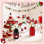 12 Pcs Ladybug Baby Shower Decorations Set with Wooden Picks Jars - Image 6