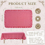 Tudomro Striped Tablecloth, Rectangle, Red, Pink, 60'' X 120'' - Image 2