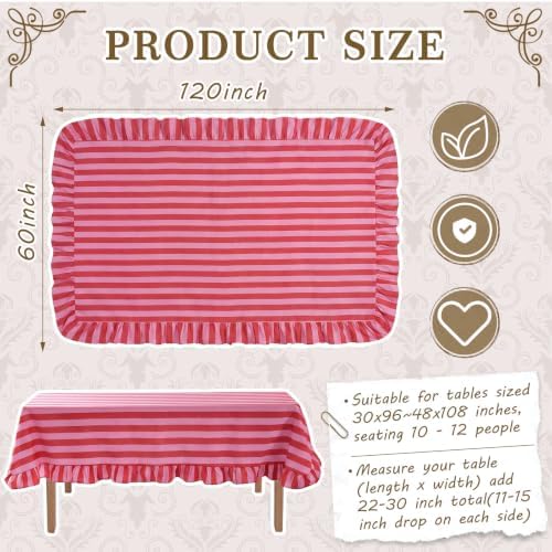 Tudomro Striped Tablecloth, Rectangle, Red, Pink, 60'' X 120'' - Image 2