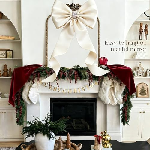 Meseey Giant Satin Bow 27x39 Inch Extra Large Decorative Bow for Christmas Tree Topper,Party,Home Wall,Baby Shower & Birthday Decor（Ivory - Image 6