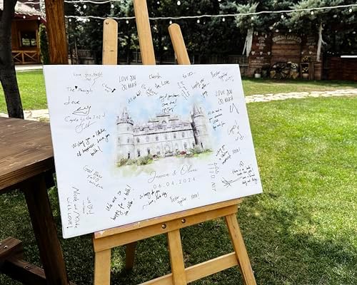 Wedding Guest Book Alternative, Canvas Wrap Alternative Guest Book Wedding Venue Watercolor Art - Personalized Sign with Frame Options - Image 6