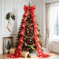 Giant Red Bow Decor, Christmas Tree Topper Bow, Oversized Hanging Bow with Long Streamers, Large Bow for Entrance Wall Backdrop Wedding Birthday Bridal Shower Home Decor Coquette Room Decor, 16 x 85in by AERORIBOWEnjoyEveryDay