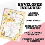 Amanda Creation Custom Honey Bee Baby Shower Invitations for Girls, Personalized Bumble Bee Invites, 20 Pack 5x7 Cards with White Envelopes - Image 6