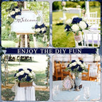 12 Bundles Royal Blue White Artificial Peonies Silk Flowers Bulk - Image 4