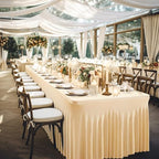 Wish Care 2 Pack Champagne Spandex Table Clothes for 6 Foot Rectangle Tables, 6FT Wrinkle Free Fitted Tablecloths Ruffles Design Table Cover for Party, Banquet, Wedding and Events - Image 6