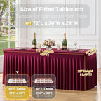 4 Pack Burgundy Table Cloth for 6 Foot Rectangle Tables Spandex Fitted Tablecloth 6ft Stretch Table Covers Skirt Burgundy Banquet Tablecloths Wrinkle Free Tablecloth for Party Wedding Birthday Event - Image 6
