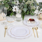 bUCLA 180PCS White and Gold Plastic Plates Disposable - White with Gold Rim Dinnerware Set Include 30 Guests Dinner & Dessert Plates, Cups, Cutlery Set for Wedding, Party & Thanksgiving Table Decor - Image 3