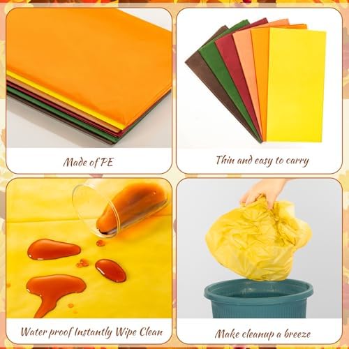 Jinei 24 Pcs Fall Plastic Tablecloth Thanksgiving Disposable Table Cover - Image 5