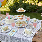 Lallisa 3 Tier Floral Cake Stand 10", 9" and 7" Ceramic Chinoiserie Tiered Serving Tray Dessert Cupcake Display Holder Tower for Wedding Baby Bridal Shower Tea Party Decoration(Chinoiserie,Black) - Image 4