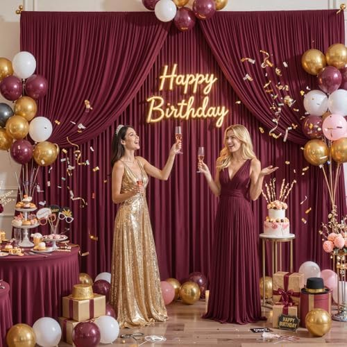 30ft x 15ft Burgundy Wrinkle Free Backdrop Curtains for Wedding Party Backdrops Curtain Drapes Fabric Decorations Photo Back Drop Cloth for Baby Shower Photography Stage Reception - Image 3