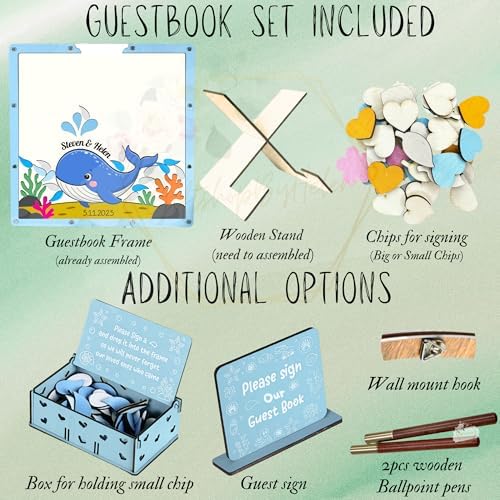 Wedding Guest Book Alternative, Personalized Whale Beach Ocean Keepsake - Image 7