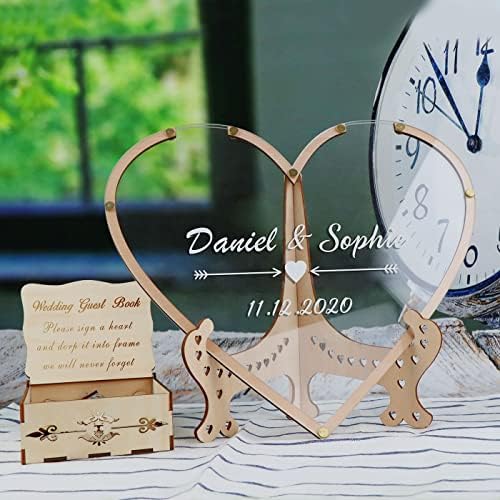Wedding Guest Book Alternative with Box and Small Hearts,Personalized Heart Drop Guest Sign for Rustic Wedding Decorations,Anniversary(style1, Heart) - Image 6