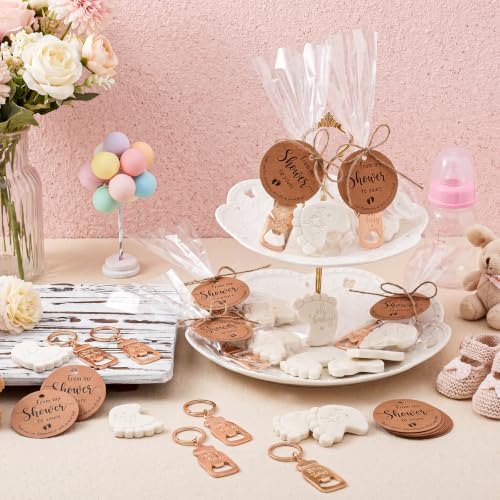 Vesici 25 Sets Baby Shower Favors for Guests Mini Handmade Footprint Scented Soap with Bottle Openers Keychains and Thank You Cards for Shower Gender Reveal Party Favors (Oh Baby) - Image 6