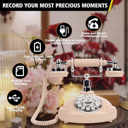 Audio Guest Book Wedding Phone- Record Customized Audio Messages with GuestBook – A Personal and Convenient Way to Preserve Your Special Occasions (Beige Phone) - Image 4