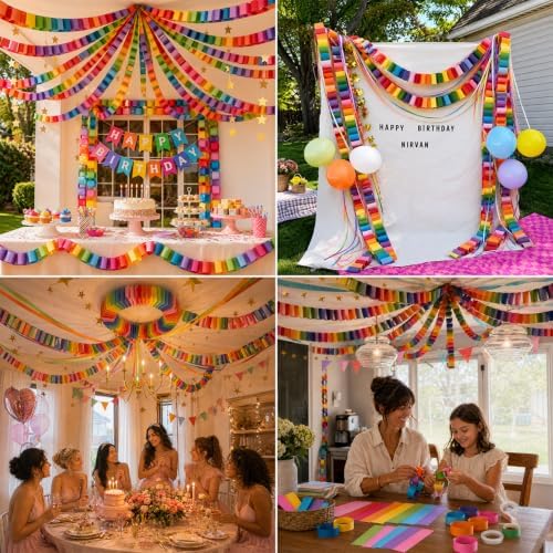 Chunky Colorful Paper Chain Garland Strips 500 Sheets 3 x 8 Inch - Image 7
