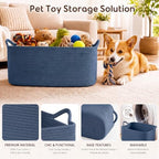 OIASKET Large Empty Cotton Rope Gift Basket with Handles, 16.5"x12.6"x7" Decorative Woven Storage Basket with Gift Bag and Ribbon Set for Baby Shower, Toy Organizer for Kids, Dogs & Cats - Blue - Image 4