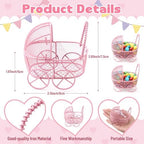 Threehoney 24 Pcs Baby Shower Mini Carriage Decoration Pink Metal Wired Fillable Candy Stroller Baby Shower Table Centerpiece for Guest Gender Reveal Wedding Party Favor Gift - Image 2