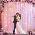 20ft x 10ft Pink Tulle Photo Backdrop Curtain with Lights String for Baby Shower Sheer Baby Pink Curtain Backdrop for Birthday Party Wedding Photo Booth Photography Background Decorations - Image 4