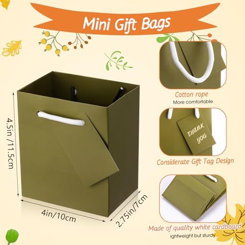 Sherr 100 Pcs Fall Color Mini Paper Gift Bags with Handles, White Tags - Image 3