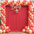 30×12ft Wrinkle Free Red Backdrop Curtain for Wedding Parties,6 Panels 5×12ft Long Soft Silky Polyester Backdrop Drapes Red Photo Back Drop Curtains for Photography Stage Christmas Background Cloth - Image 3