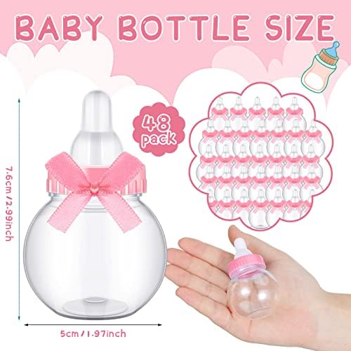 48 Pcs Baby Shower Favor Bottles Mini Milk Bottle Party Favor Gift, Pink - Image 2