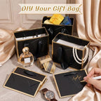 Yeaqee 100 Pcs Mini Metallic Paper Gift Bags with Handle, Black, Gold - Image 4
