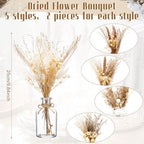Nuanchu 10 Pcs Dried Pampas Grass Centerpiece with 10 Glass Vase, Rope - Image 3