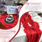 Red Boho Cheesecloth Table Runner 12 Pack 17x108 Inch Sheer Gauze - Image 7