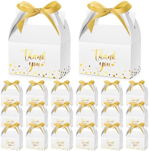 Engrowtic 50 Pcs Thank You Boxes with Ribbon Handles 5.9",White by Engrowtic