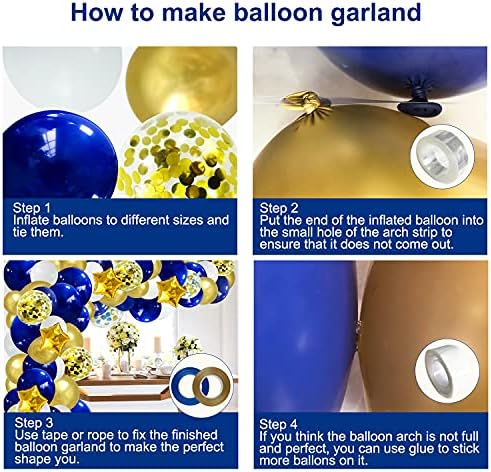 142Pcs Red White and Blue Balloon Arch Garland Kit, and 148pcs Navy Blue Gold Balloon Arch Garland - Image 2