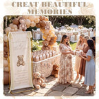 Baby Shower Welcome Linen Sign Stand with Satin Ribbon, Beige - Image 6