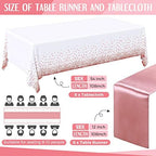 Tudomro 16 Pack White and Rose Gold Plastic Tablecloths Satin Runner Set - Image 2