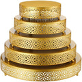 Wenqik 5 Pcs Metal Gold Cake Stand,16/14/12/10/8 in Round Cake Holder by Wenqik