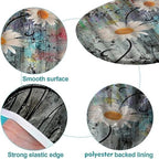 Colorful Daisies on Textured Background Print Oval Tablecloths Stain Resistant Oilproof Elastic for Dining/Party/Buffet/Wedding Fits for 48" x 68" Oval Table - Image 5